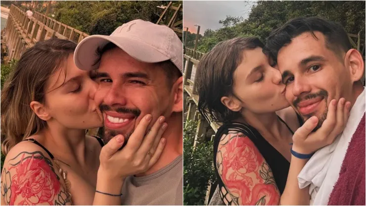 Isabel Veloso e o marido em Lucas Setembro de 2024 e em janeiro do mesmo ano -Fotos: Instagram/Isabel
