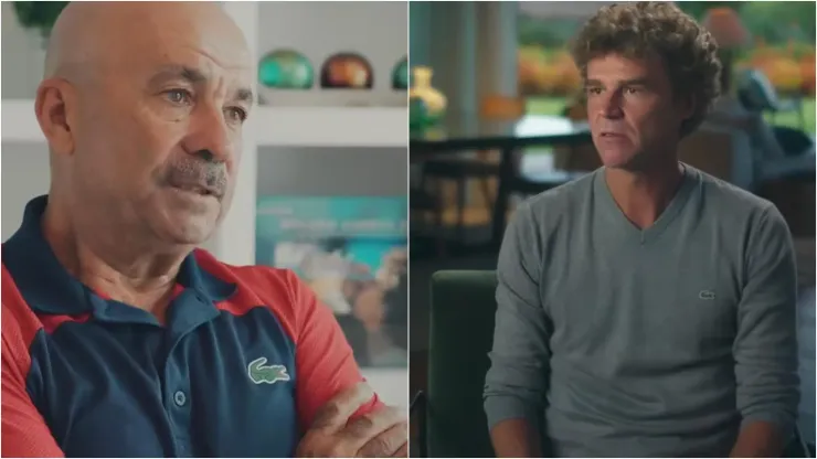  Larri Passos, ex-treinador de Guga e o ex-atleta - Fotos: Reprodução/Disney+ 