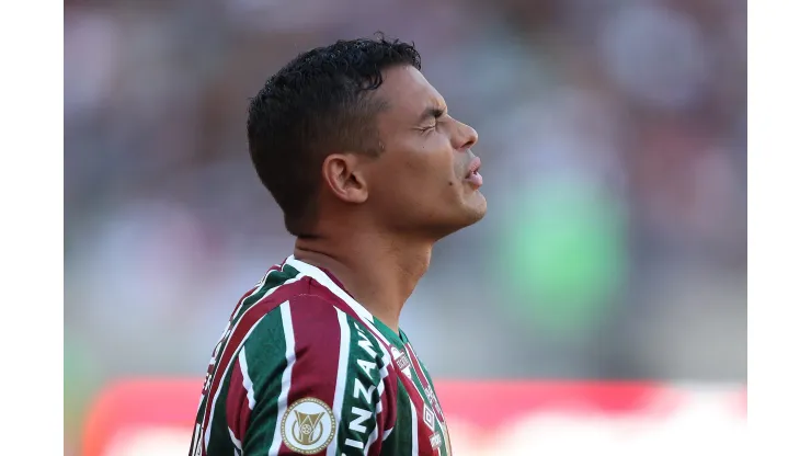 RIO DE JANEIRO, BRAZIL - AUGUST 4: Thiago Silva of Fluminense reacts during the match between Fluminense and Bahia as part of Brasileirao 2024 at Maracana Stadium on August 4, 2024 in Rio de Janeiro, Brazil. (Photo by Wagner Meier/Getty Images)
