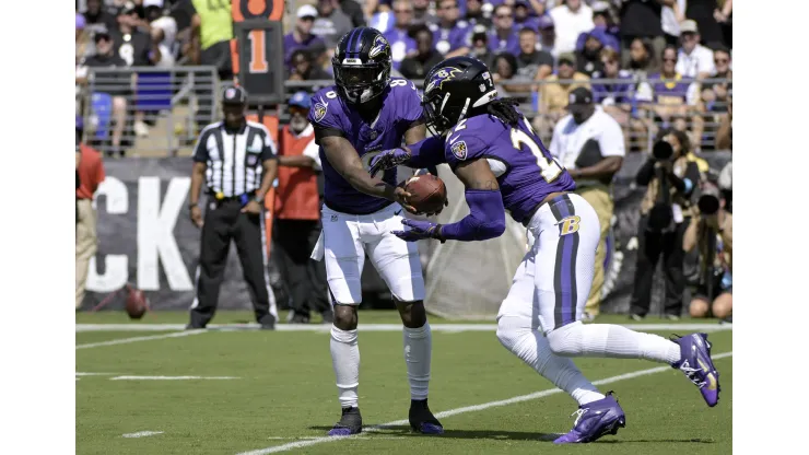 Baltimore Ravens quarterback Lamar Jackson. Foto de Mark Goldman/Icon Sportswire 