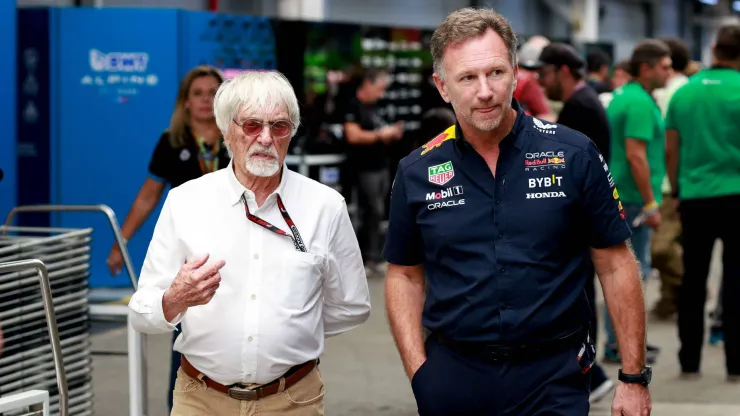 Beernie Ecclestone e Christian Horner no GP do Brasil em 2023
