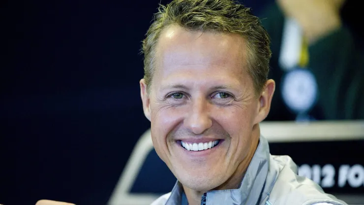 Michael Schumacher em 2012<br />
Michael Schumacher ger Mercedes GP Petronas pleased to Press conference at 30 08 2012 Formula 1 grand Prize from Belgium in Spa Francorchamps of 30 08 02 09 2012 Saison2012
