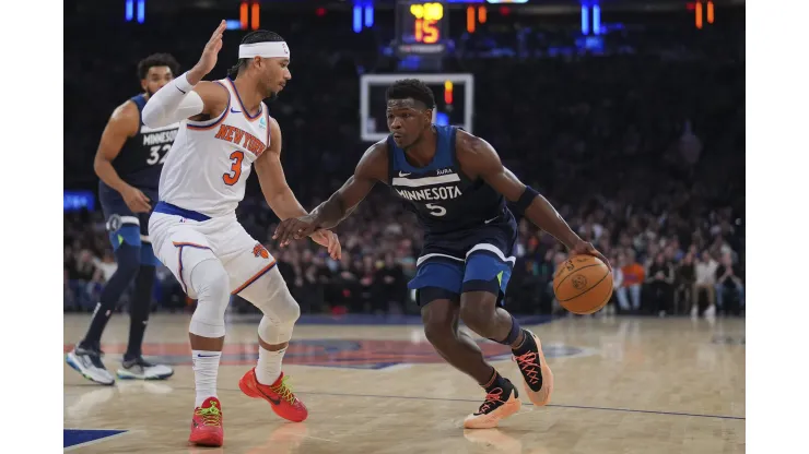 Knicks e Wolves se enfrentaram na temporada regular de 2023-24 na NBA (Foto: Mitchell Leff/Getty Images) 