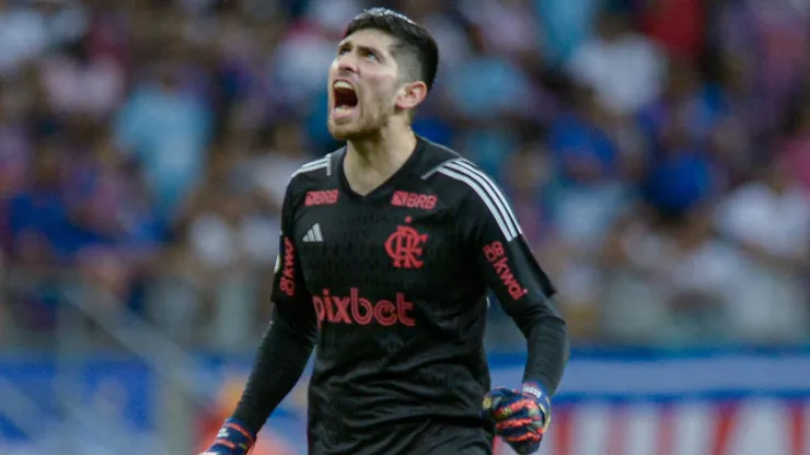 Rossi jogador do Flamengo comemora gol durante partida contra o Bahia. Foto: Jhony Pinho/AGIF
