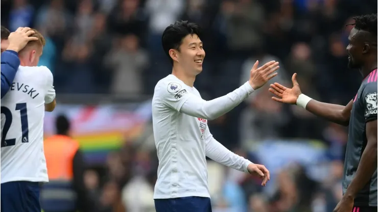 Heung-Min Son pelo Tottenham em partida da Premier League diante do Leicester. (Photo by Mike Hewitt/Getty Images)
