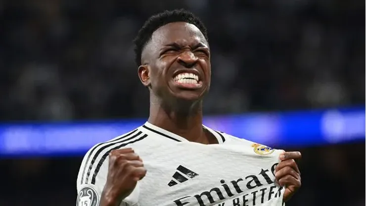 Vini Jr. em Real Madrid x Borussia Dortmund. Foto: Denis Doyle/Getty Images
