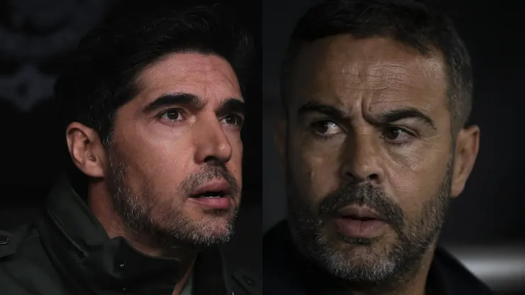 Abel Ferreira, do Palmeiras, e Artur Jorge, do Botafogo. Foto: Ettore Chiereguini/Jorge Rodrigues/AGIF