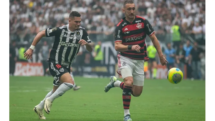 Léo Ortiz jogador do Flamengo durante partida contra o Atlético na Arena MRV pela Copa Do Brasil 2024. Foto: Fernando Moreno/AGIF