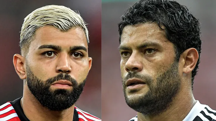 Gabigol e Hulk em ação por Flamengo e Atlético-MG. Fotos: Thiago Ribeiro/AGIF