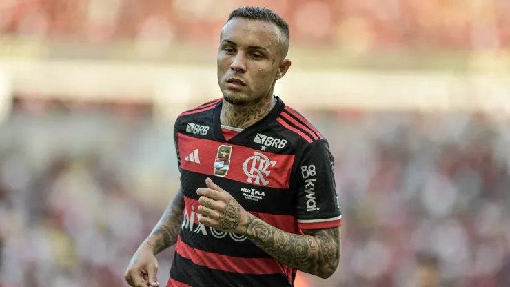 Everton Cebolinha jogador do Flamengo durante partida no Maracanã pelo Campeonato Carioca 2024. Foto: Thiago Ribeiro/AGIF
