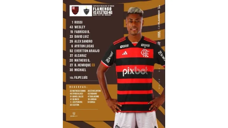 Escalação do Flamengo.