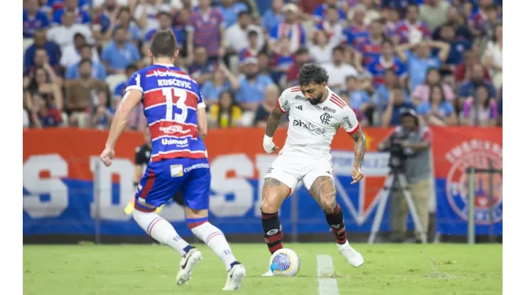 Gabigol jogador do Flamengo durante partida contra o Fortaleza pelo Campeonato Brasileiro A 2024. Foto: Baggio Rodrigues/AGIF