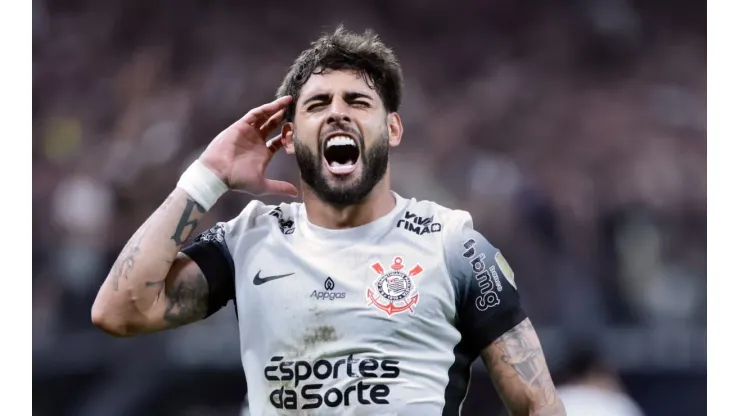 SP - SAO PAULO - 26/02/2025 - COPA LIBERTADORES 2025, CORINTHIANS X UNIVERSIDAD CENTRAL - Yuri Alberto jogador do Corinthians comemora seu gol durante partida contra o Universidad Central no estadio Arena Corinthians pelo campeonato Copa Libertadores 2025. Foto: Marcello Zambrana/AGIF