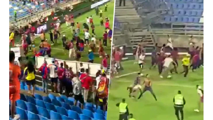 Video: así fue la pelea que llenó de pánico a hinchas de Junior y Unión Magdalena