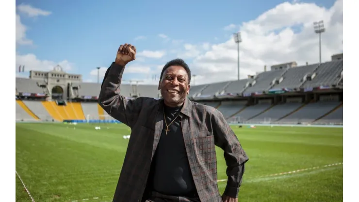 Soccer Legend Pele Visits Olympic Stadium In Barcelona
