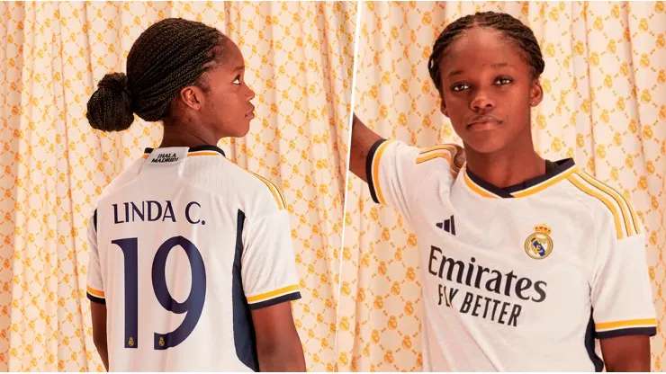 Linda Caicedo, protagonista en el lanzamiento de la nueva equipación del Real Madrid.
