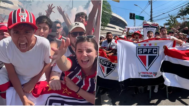 Hinchas de Sao Paulo desatan la locura en el estadio Morumbi, en la previa a la gran final de la Copa de Brasil.
