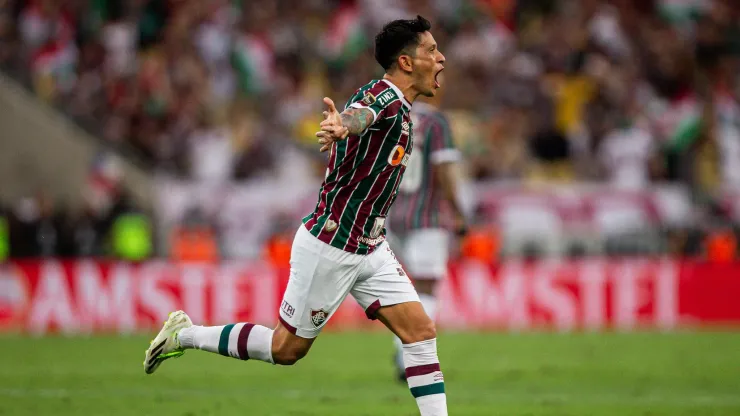 Germán Cano festejando el gol que anotó.
