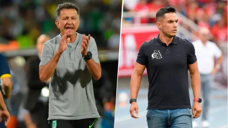 Juan Carlos Osorio dirigiendo en Atlético Nacional y Lucas González en América de Cali.
