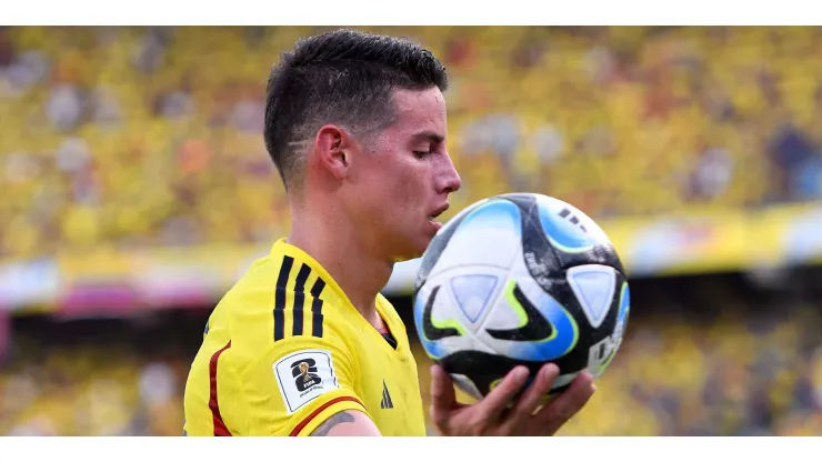 James Rodriguez of Colombia in action during a FIFA World Cup 2026 Qualifier match between Colombia and Uruguay at Roberto Melendez Metropolitan Stadium on October 12, 2023 in Barranquilla, Colombia. (Photo by Gabriel Aponte/Getty Images)
