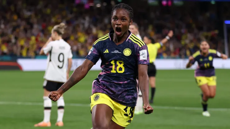 Linda Caicedo festejando el gol que anotó con la Selección Colombia en el Mundial de Australia y Nueva Zelanda del 2023.
