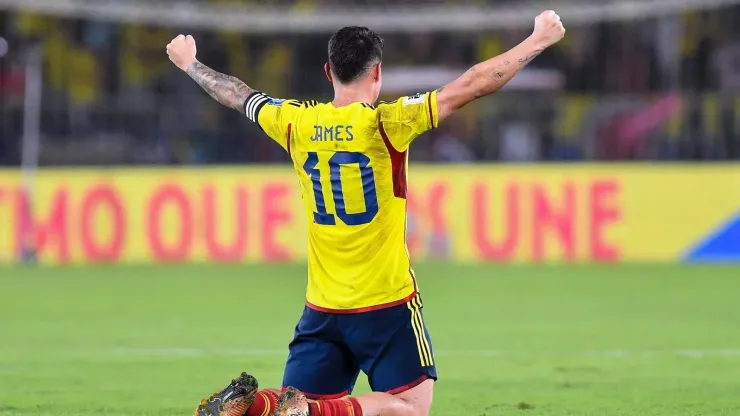 James Rodríguez festejando el triunfo de la Selección Colombia ante Brasil.
