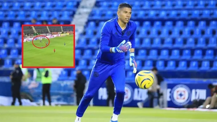 Kevin Mier en el calentamiento previo al partido con Cruz Azul.
