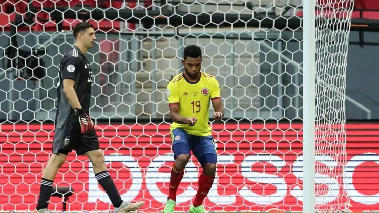 Miguel Borja durante la tanda de penaltis de la Copa América 2021.
