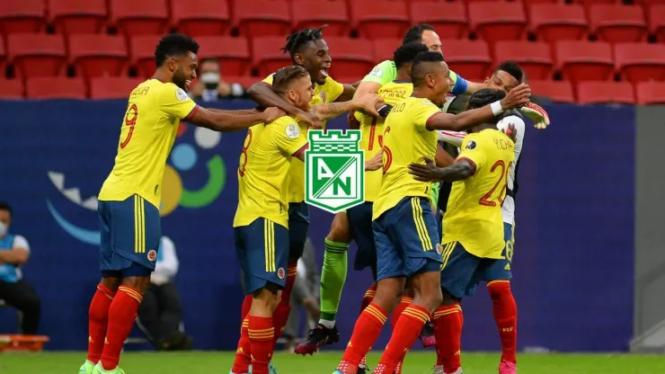 La Selección Colombia celebra un gol contra Uruguay en la Copa América 2021.
