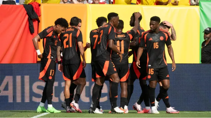 Jugadores de la Selección Colombia, festejando el gol ante Estados Unidos.
