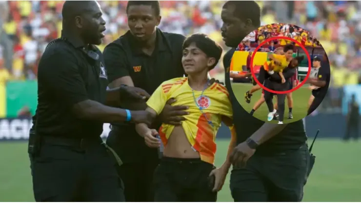 Polémico video de niño colombiano golpeado por la logística de Estados Unidos tras invadir la cancha