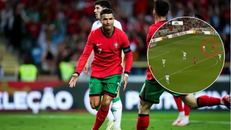 Cristiano Ronaldo celebrando su gol con la Selección de Portugal.
