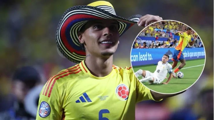 Richard Ríos festejando el paso de la Selección Colombia a la final de la Copa América.
