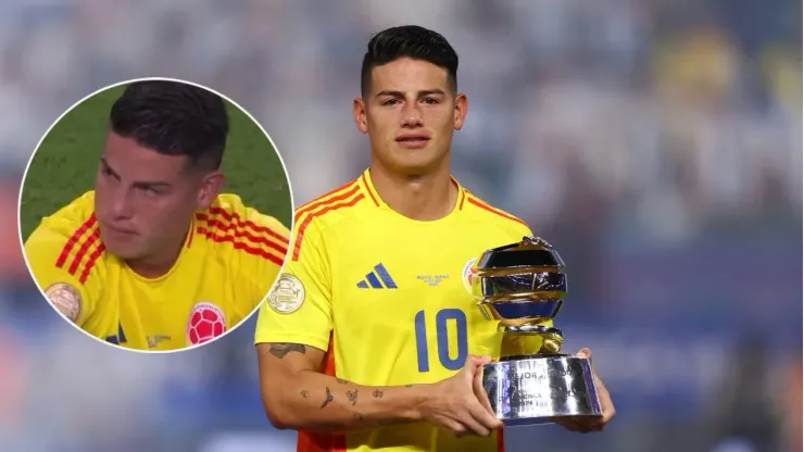 James Rodríguez recibiendo el premio de mejor jugador de la Copa América 2024.
