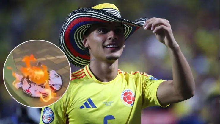 Richard Ríos, festejando el paso de Colombia ante Uruguay.
