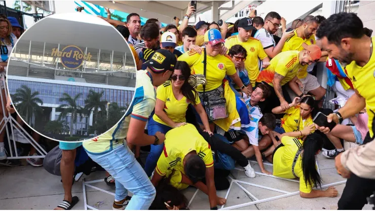 Hinchas ingresando al Hard Rock Stadium en la final de la Copa América.
