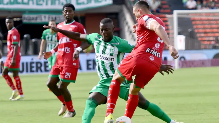 Marino Hinestroza de Atlético Nacional ante Patriotas Boyacá por la fecha 5 de la Liga BetPlay DIMAYOR II 2024.
