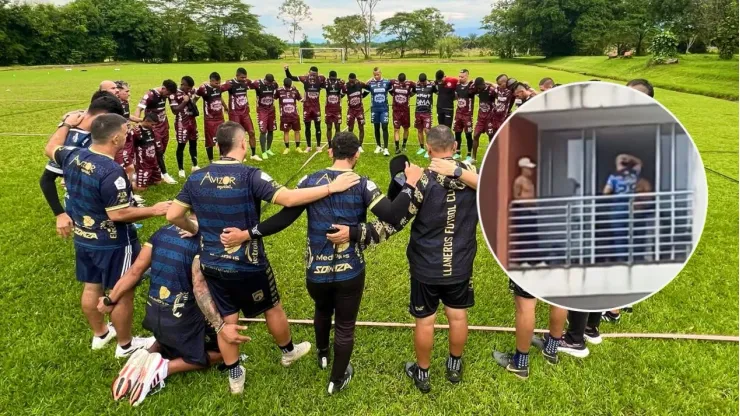 Jugadores de Llaneros en entrenamiento.
