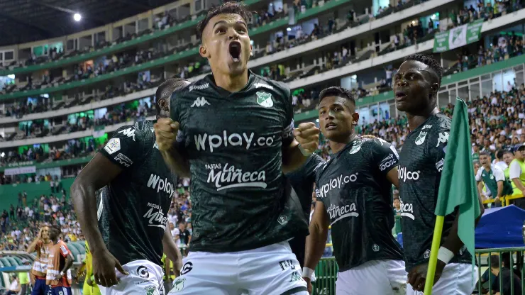 Jonathan Marulanda del Deportivo Cali celebra ante el DIM por la fecha 4 de la Liga BetPlay DIMAYOR II 2024.
