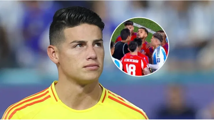 James Rodríguez y jugada del partido Argentina vs Chile.
