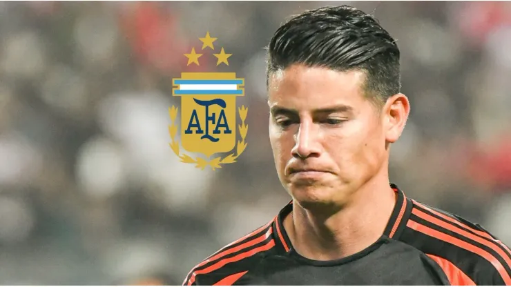 Escudo de la AFA y James Rodríguez.
