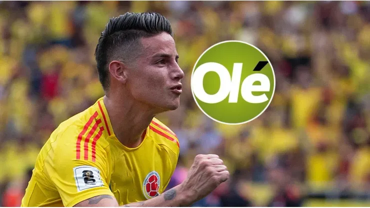 James Rodríguez y el logo del Diario Olé.
