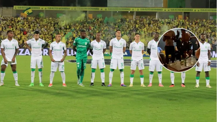 Jugadores de Atlético Nacional en el partido contra Atlético Bucaramanga.
