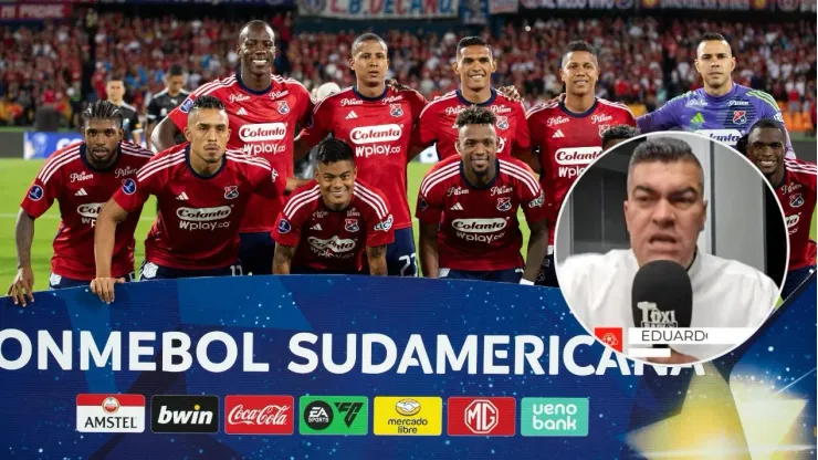 Jugadores del Independiente Medellín ante Lanús por la Copa Sudamericana.
