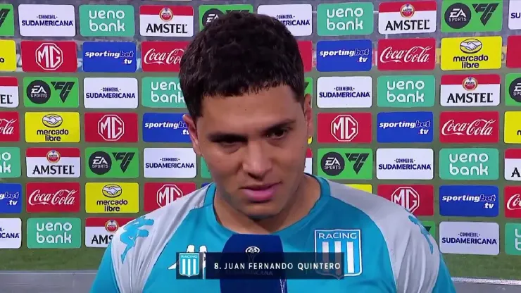 Juan Fernando Quintero con Racing en la Copa Sudamericana.
