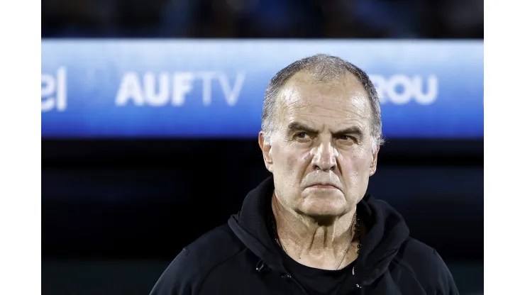 Marcelo Bielsa, Head Coach of Uruguay looks on prior the FIFA World Cup 2026 South American Qualifier match between Uruguay and Ecuador at Centenario Stadium on October 15, 2024 in Montevideo, Uruguay.  (Photo by Ernesto Ryan/Getty Images)
