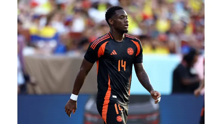 Jhon Durán #14 of Colombia looks on against the United States at Commanders Field on June 08, 2024 in Landover, Maryland. (Photo by Tim Nwachukwu/Getty Images)
