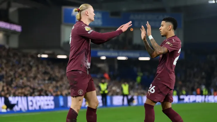 Haaland y Savinho, a puro festejo en Manchester City.
