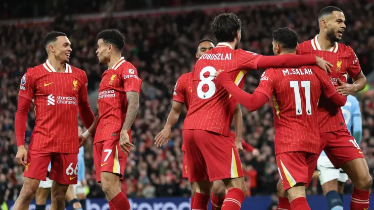 Los jugadores de Liverpool, acostumbrados a festejar.
