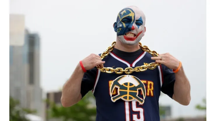 A Denver Nuggets fan prior to Game Five of the 2023 NBA Finals.
